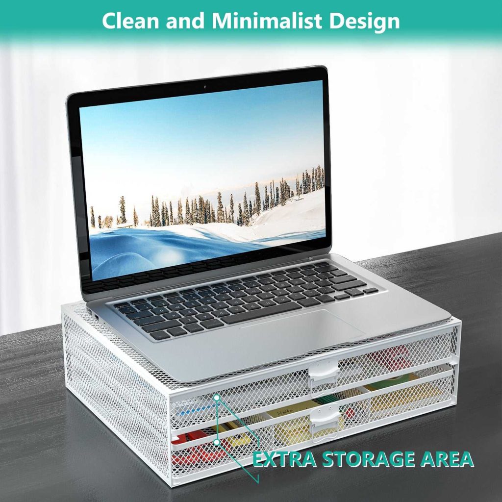 Minimalist Metal Monitor Risers For Clean Design For Modern Desks