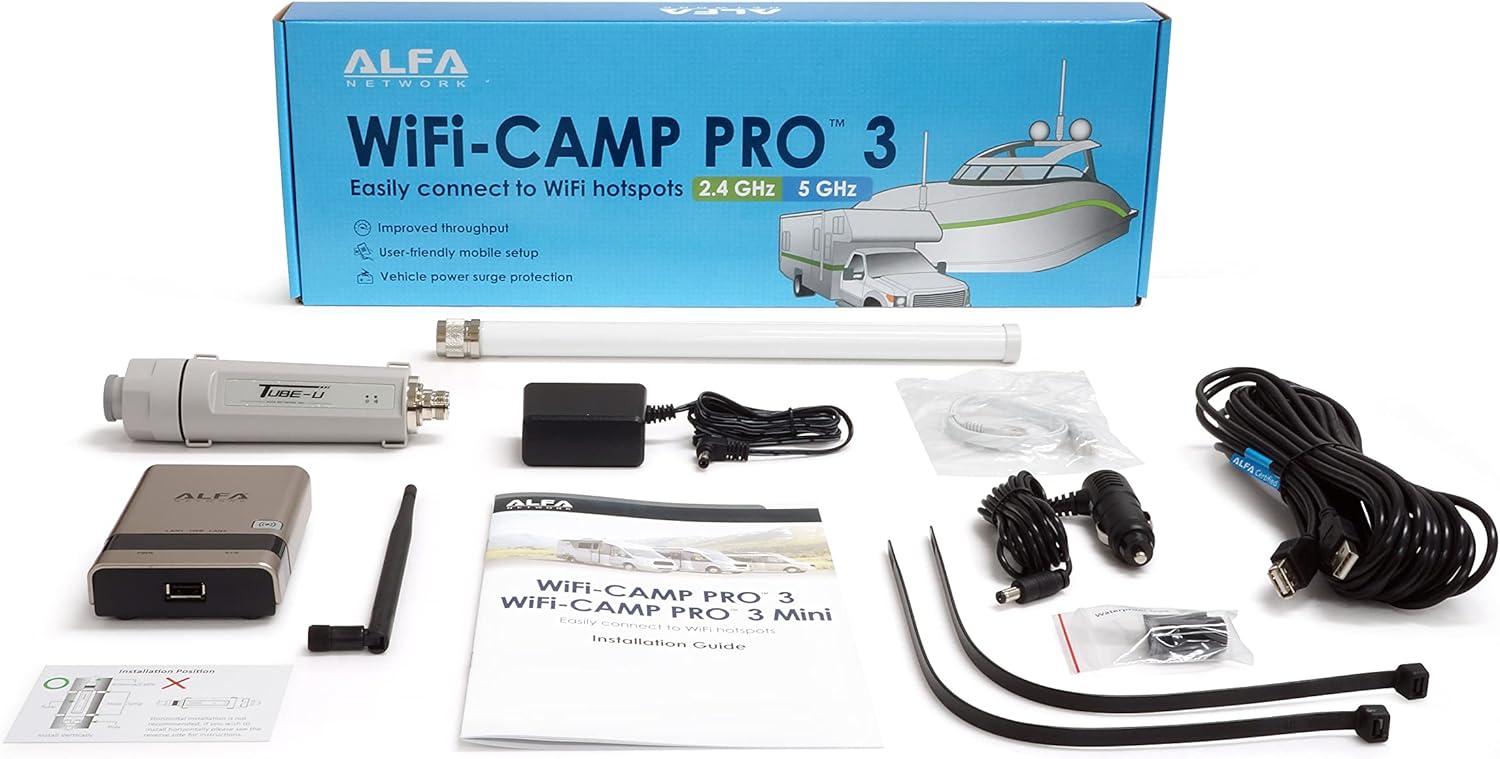ALFA Network WiFi CampPro 3 Dual-Band WiFi 5 Extender Kit for RVs, Car