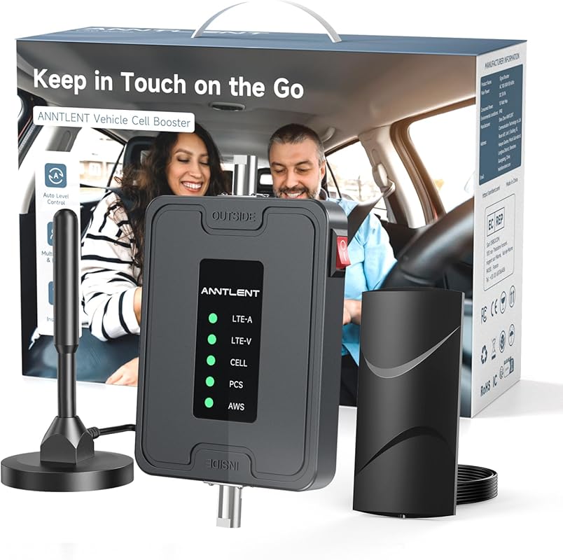 Cell Phone Signal Booster for Cars, Trucks, SUVs, Supports Multiple Ca