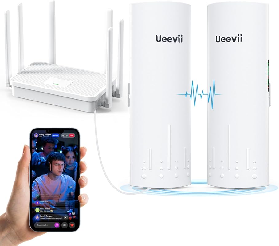 Outdoor WiFi Bridge Kit for Barns and Garages, 3KM Point-to-Point Wire