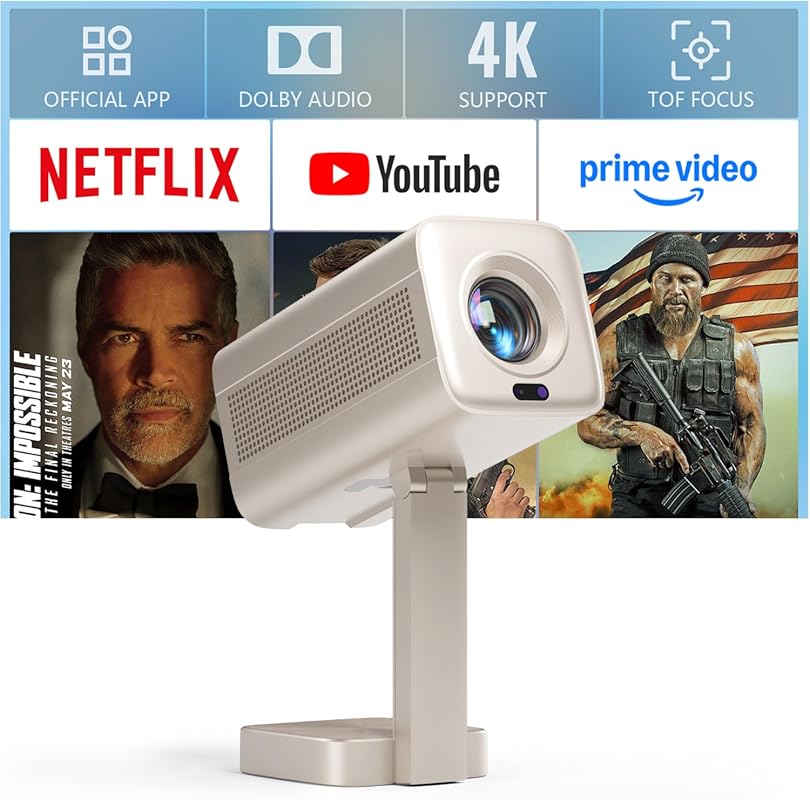 VOPLLS Native 1080P Smart Mini Projector with WiFi, Auto Focus for Out