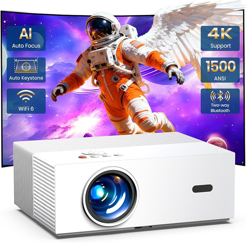 Outdoor Projector with Native 1080P, 4K Support, WiFi, Bluetooth, Auto