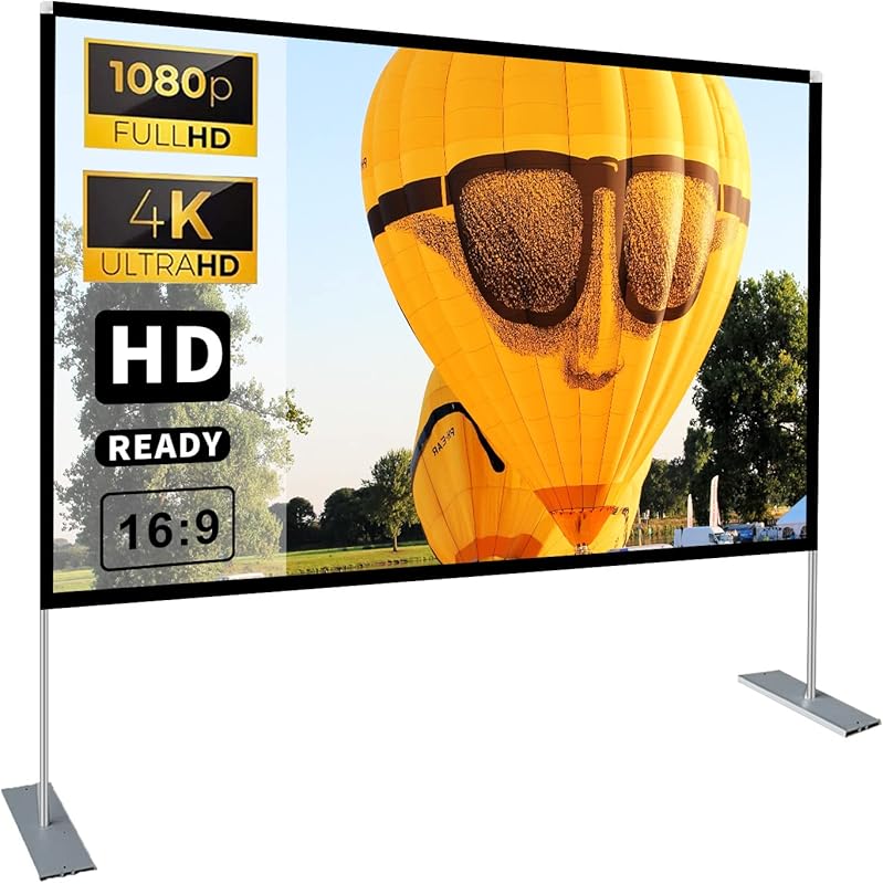 100 Inch 4K HD Portable Projector Screen with Stand for Indoor and Out