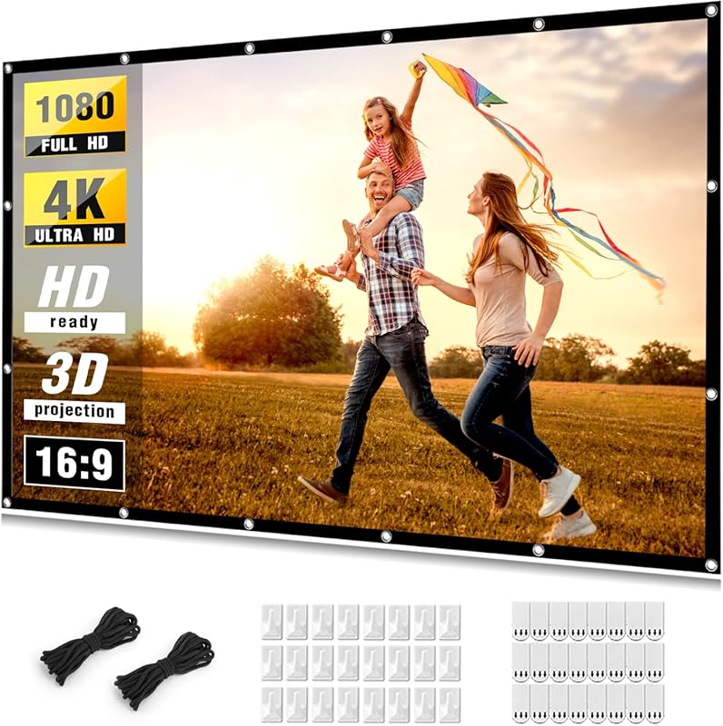 150 Inch Foldable 4K Projector Screen with Double Sided Surface for In