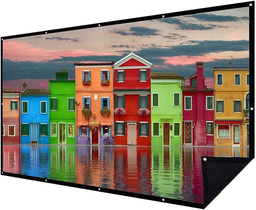 NIERBO 150 Inch Double Layer Polyester Projector Screen with Easy Setu