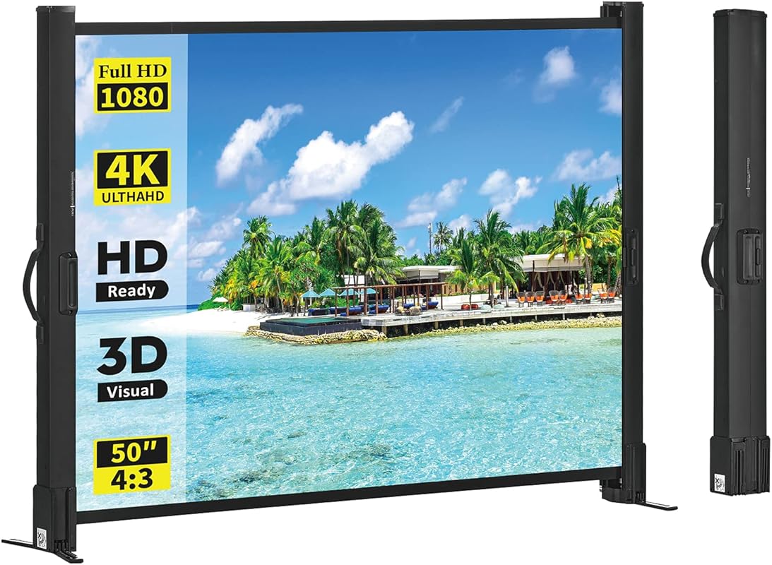 Portable Projector Screen with Stand, 50 Inch 4:3, Outdoor Projector S