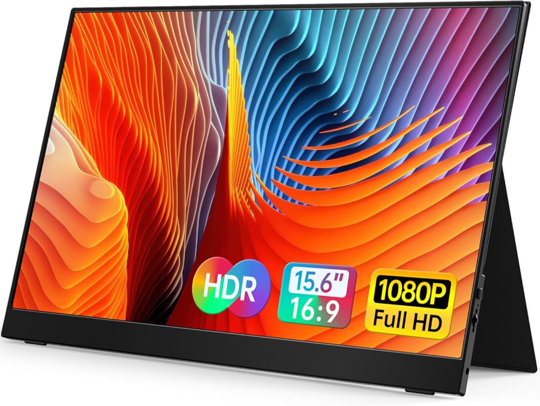 VILVA 15.6-inch 1080P Portable Monitor with USB-C, HDMI, IPS, Cover, a