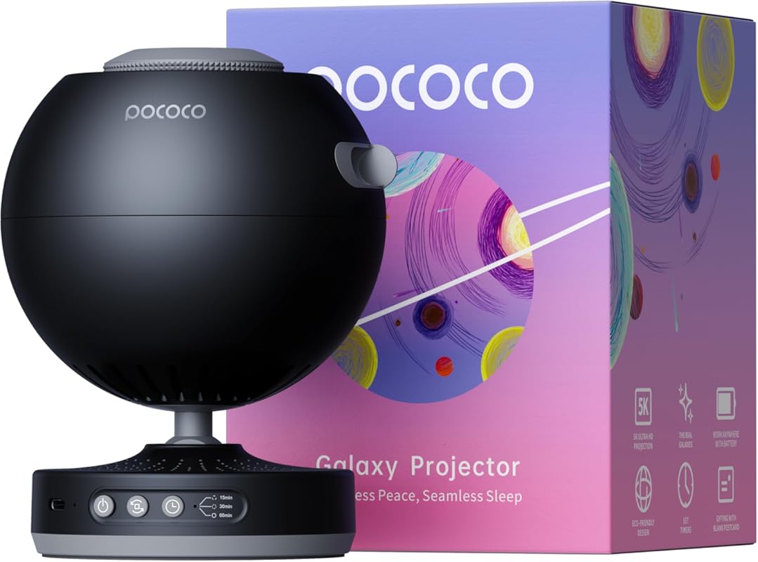 Galaxy Star Projector for Bedroom with Replaceable Optical Discs and S