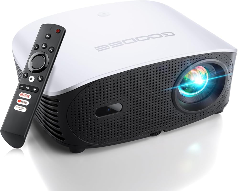 4K Smart Projector with 5G WiFi, Bluetooth, Built-in Streaming Apps, f