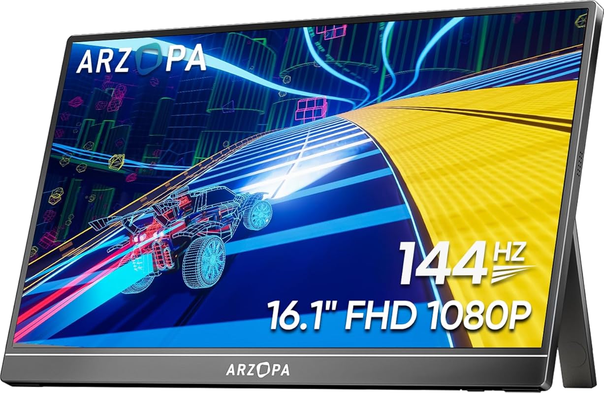 ARZOPA 16.1'' 144Hz Portable Gaming Monitor, 106% sRGB 1080P FHD Kicks