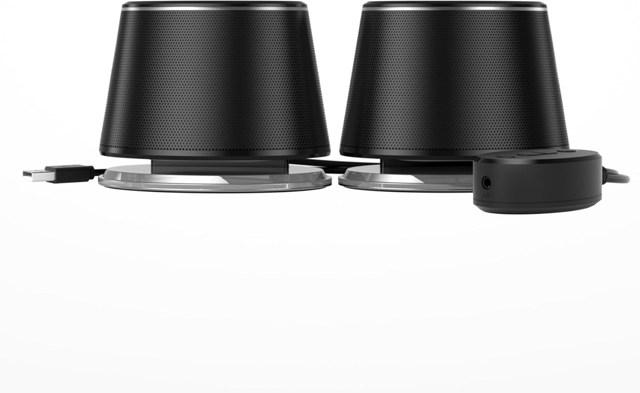 Amazon Basics Bluetooth Computer Speakers with USB 3.0 and Blue Lighti
