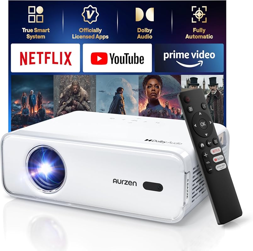 Aurzen EAZZE D1 Smart Projector with WiFi, Bluetooth, Auto Focus, Keys