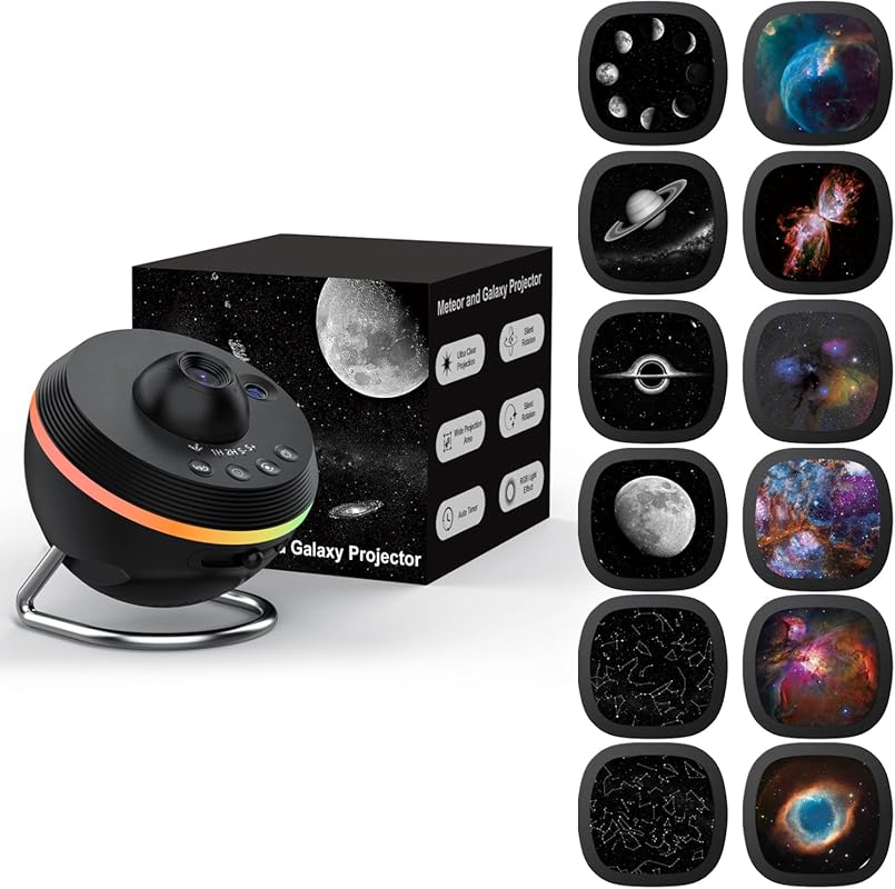 Galaxy Projector with Starry Sky, Light Strip, Meteor, and 2 Films for