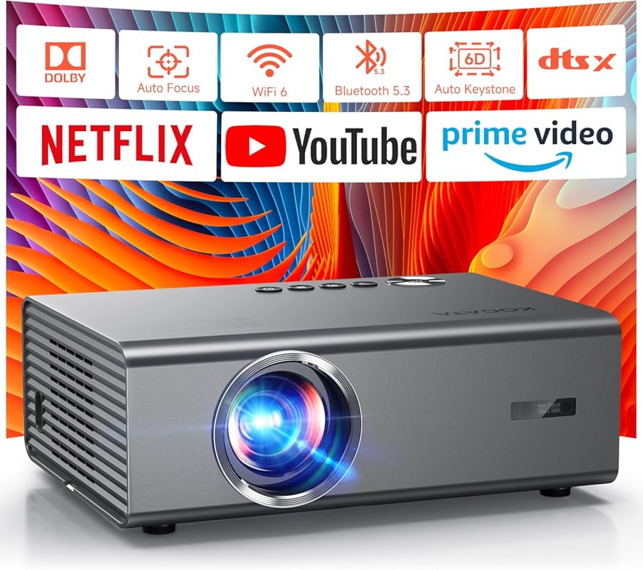 4K Projector with Built-in Apps, 1500ANSI Auto Focus&6D Keystone Dolby