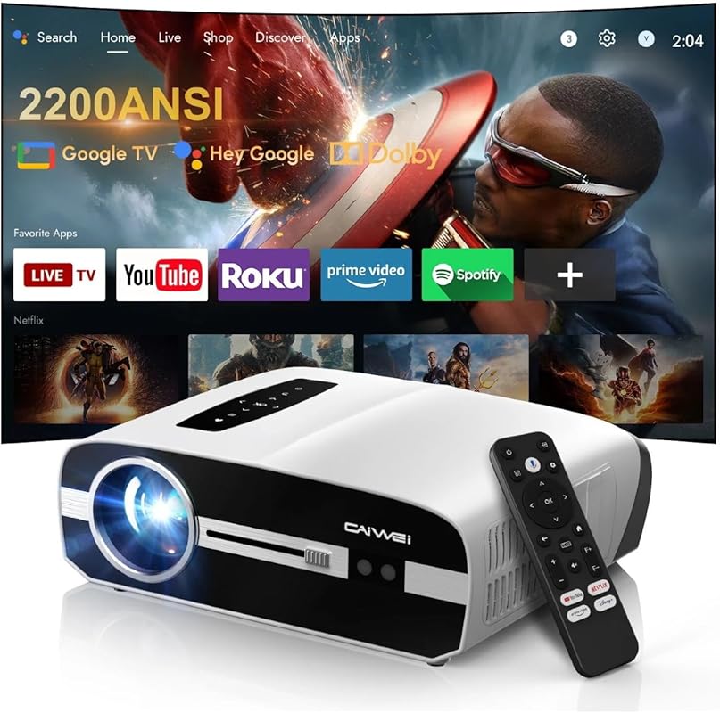 Ultra HD 4K Google TV Projector 2200 ANSI High-Bright Home Theater Pro