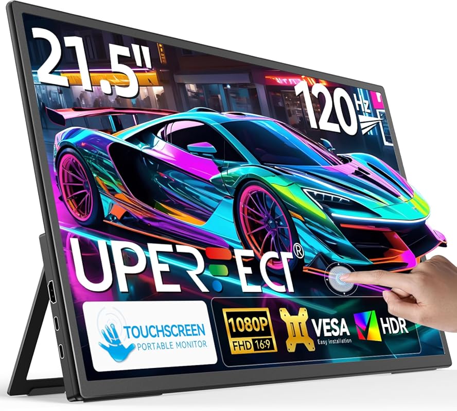 21.5-Inch Large Portable Monitor for Dex: 120Hz Touchscreen with Kicks
