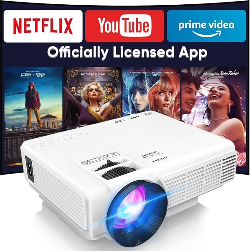 Netflix-Licensed Mini Projector with 1080P HD, 5G Wi-Fi, and Bluetooth