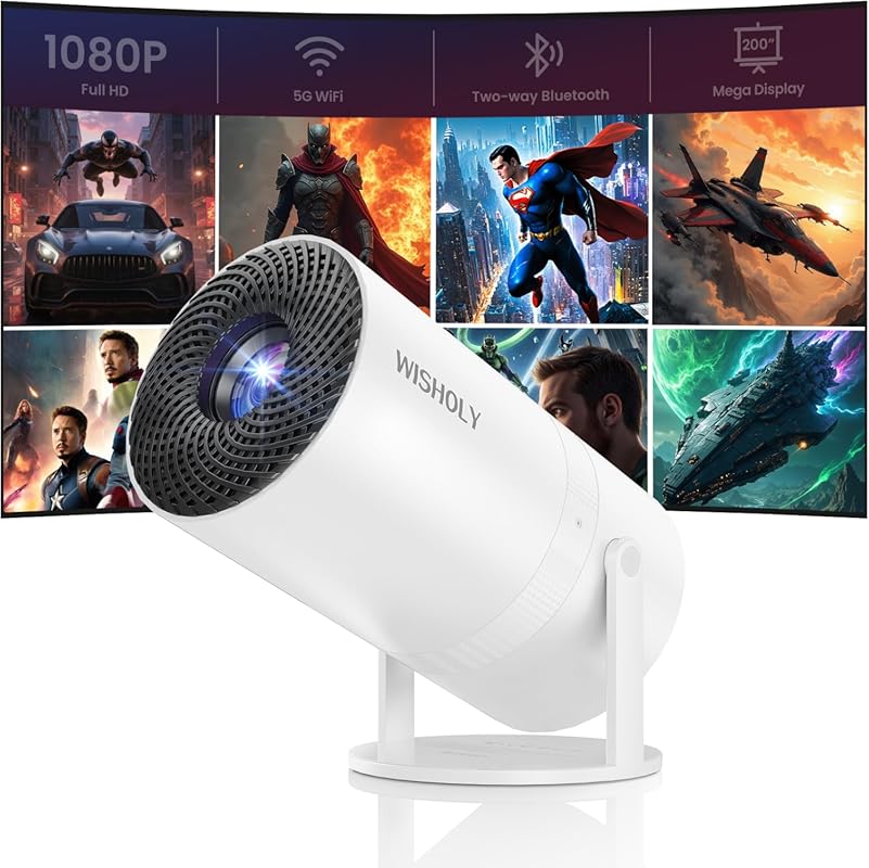 Portable WiFi and Bluetooth Mini Projector with 1080P Support, Auto Ke