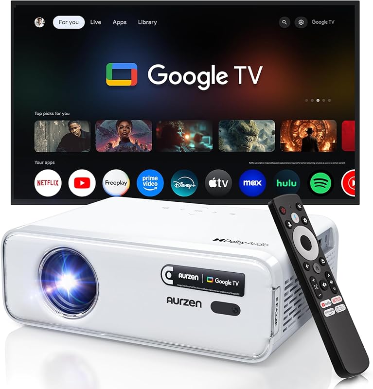 Aurzen EAZZE D1G 4K Supported Google TV Smart Projector with WiFi & Bl