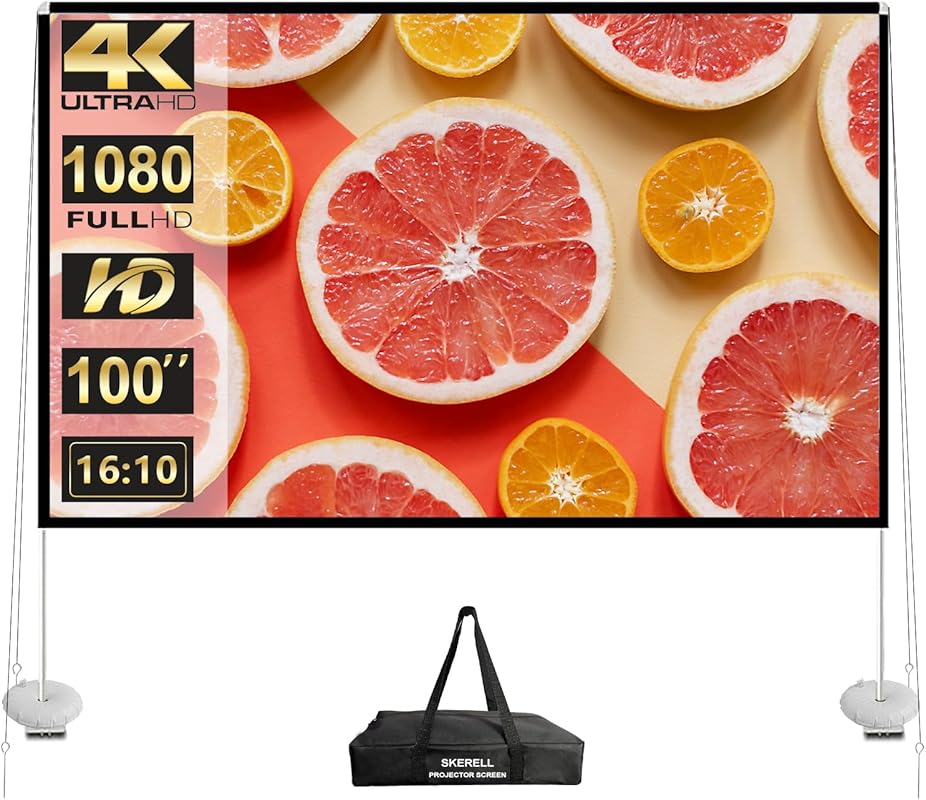 Outdoor Projector Screen with Stand 100 Inch: Portable Projection Scre