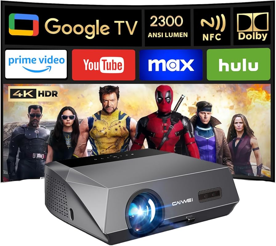 Daytime Projector with Google TV 2300 ANSI Ultra HD 4K Smart Daylight 