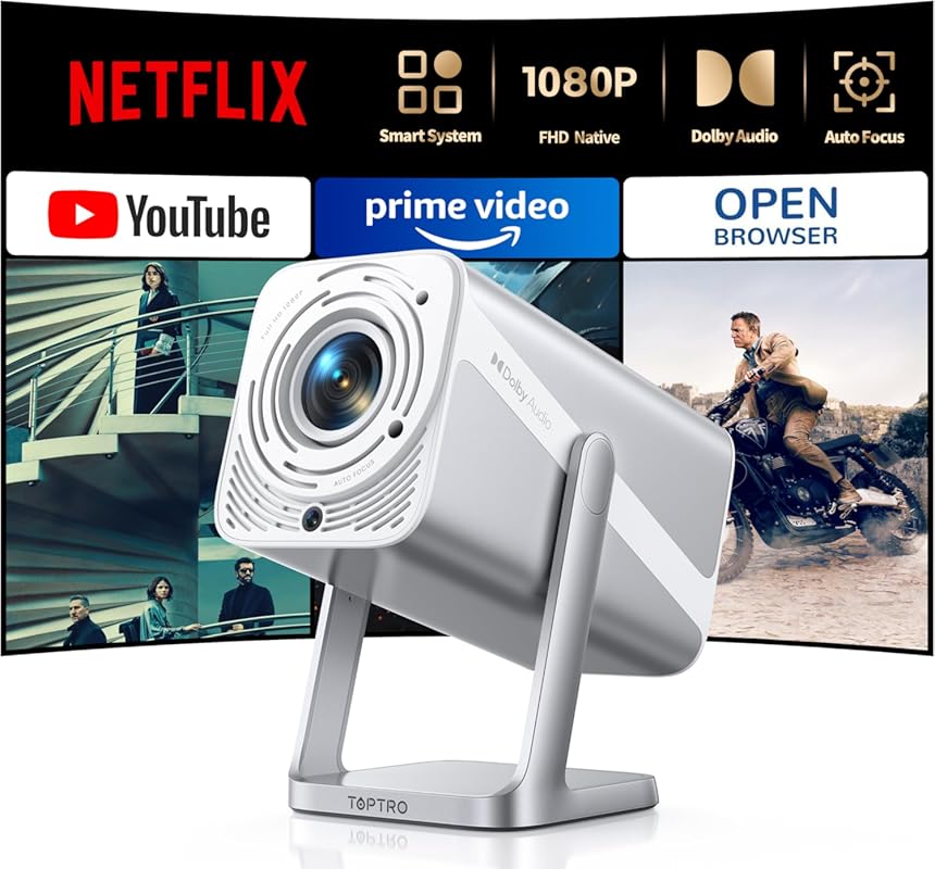 4K AtmosFX Projector with WiFi 6, Bluetooth 5.2, Auto Focus, and 360°