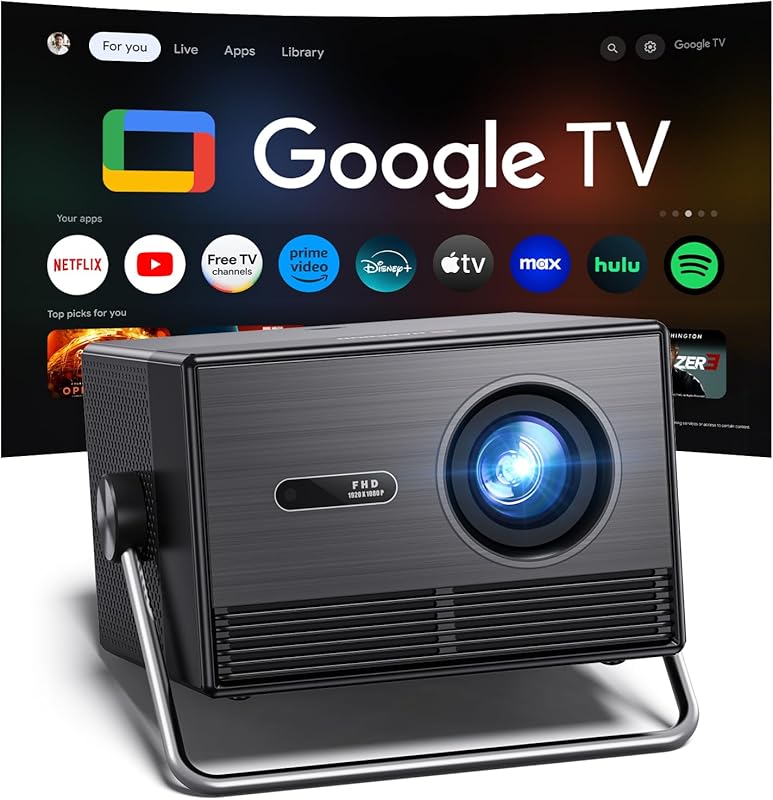 2000 ANSI Official Licensed Google TV Outdoor Projector 4K Full HD, Sm