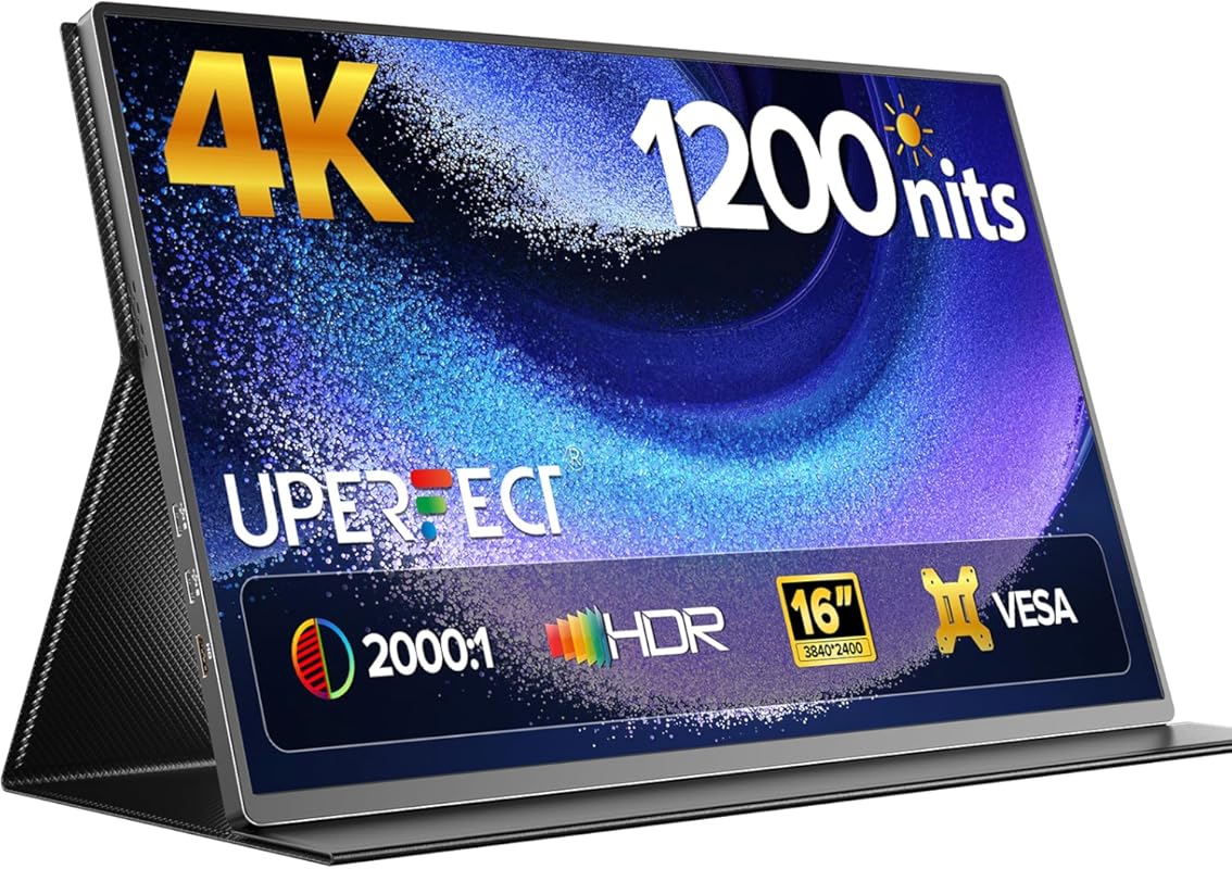 Ultra-Bright 16-Inch 4K Portable Monitor with 1200 Nits, USB-C, and HD