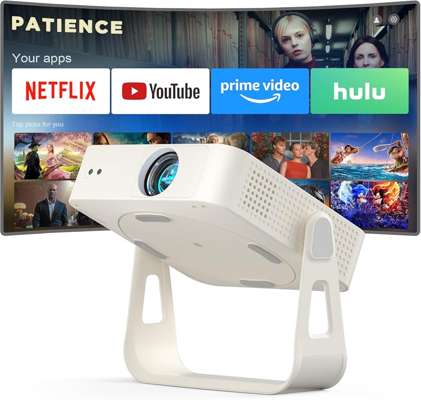 Compact 4K Support Mini Projector with Auto Focus, Wi-Fi and Bluetooth