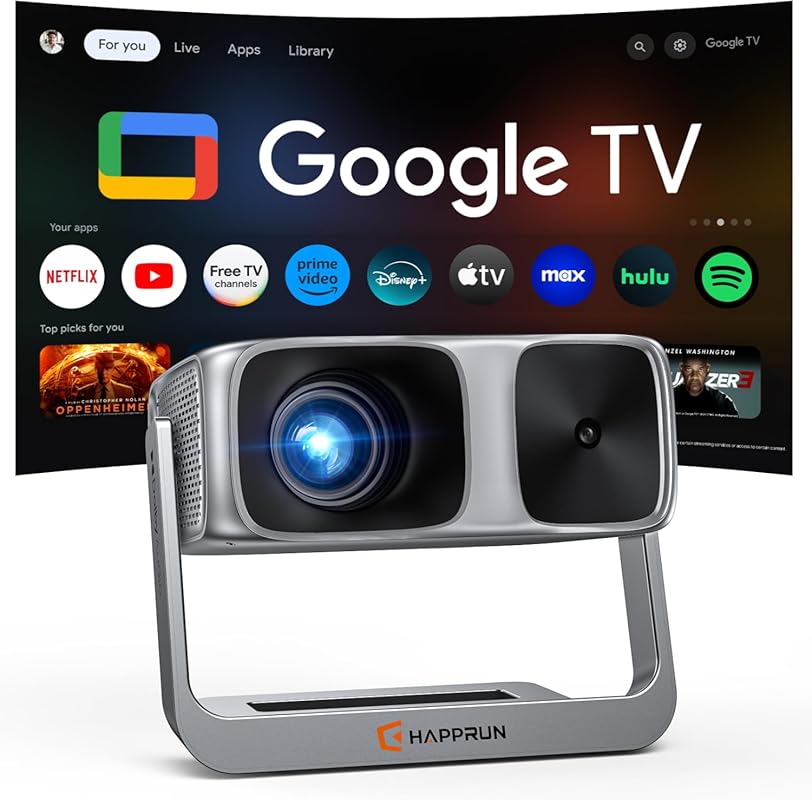 2000 ANSI Google TV Outdoor Projector with 4K Full HD, Dolby Sound, an