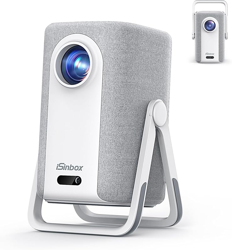 Portable 4K Short Throw Outdoor Projector with WiFi, Bluetooth, and Sm