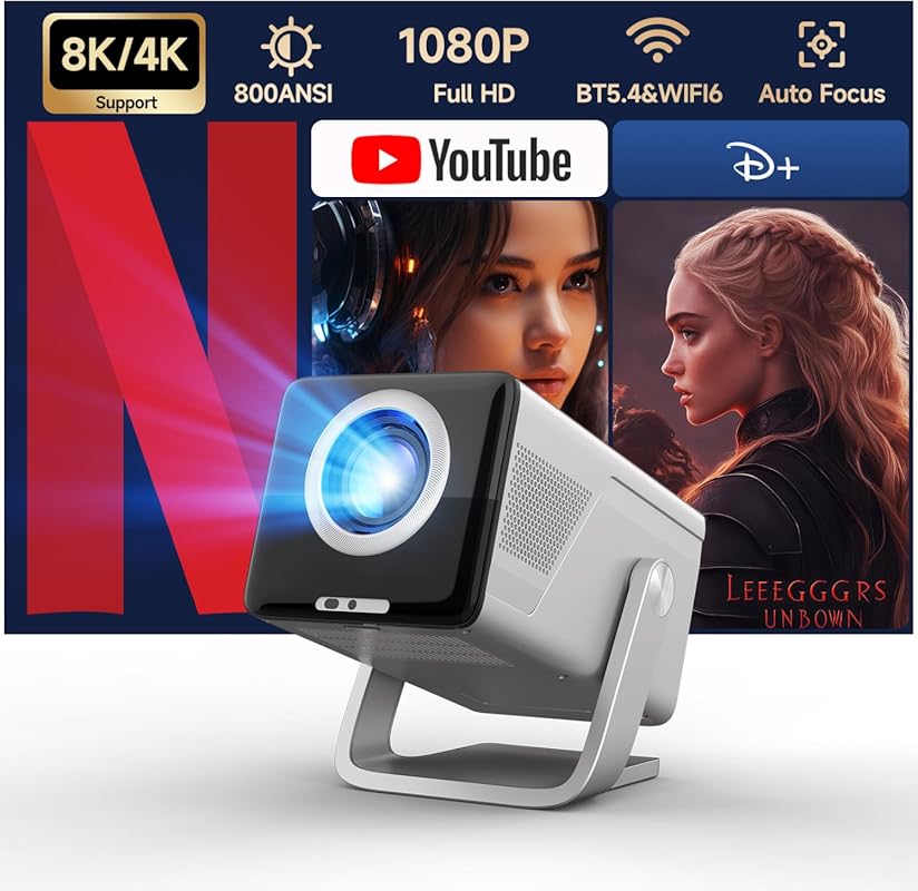 Magcubic 8K/4K Support Mini Projector with WiFi 6, Bluetooth 5.4, Auto