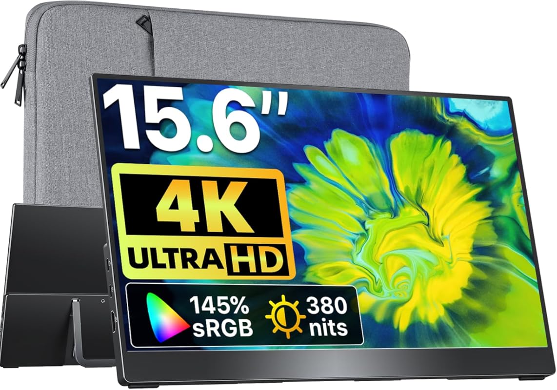 VisionOwl Portable Monitor 15.6 Inch 4K UHD 145% sRGB Second Screen, U