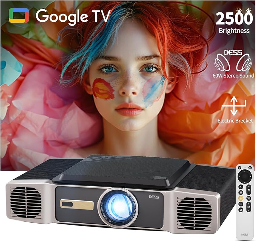 Dess C5 Enterprise GTV 4K Projector with WiFi 6, 2500 Lumens, Electric
