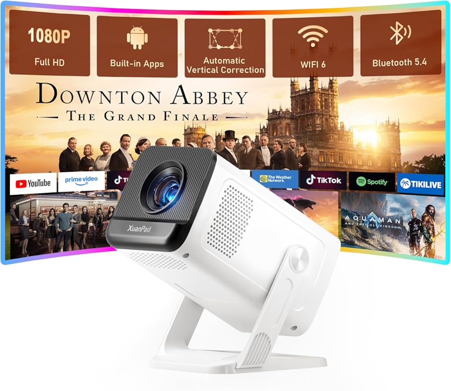 XuanPad Mini Projector with Built-in Apps, WiFi, Bluetooth, and 1080P