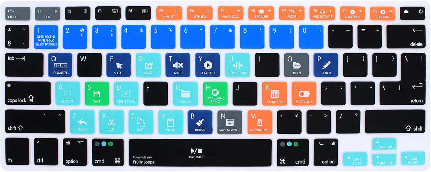 HRH Silicone FL Studio Fruity Loops Hotkey Keyboard Cover Skin for Mac