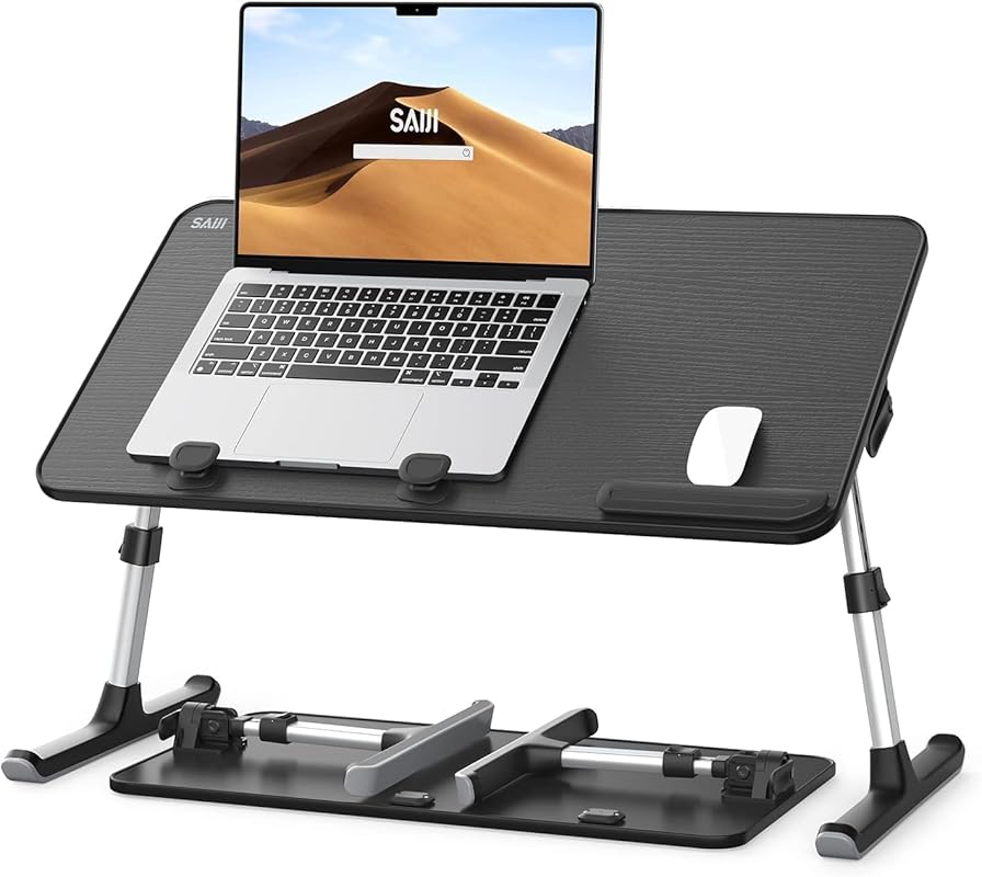 SAIJI Adjustable Laptop Stand for Bed and Couch: Foldable, Portable Tr