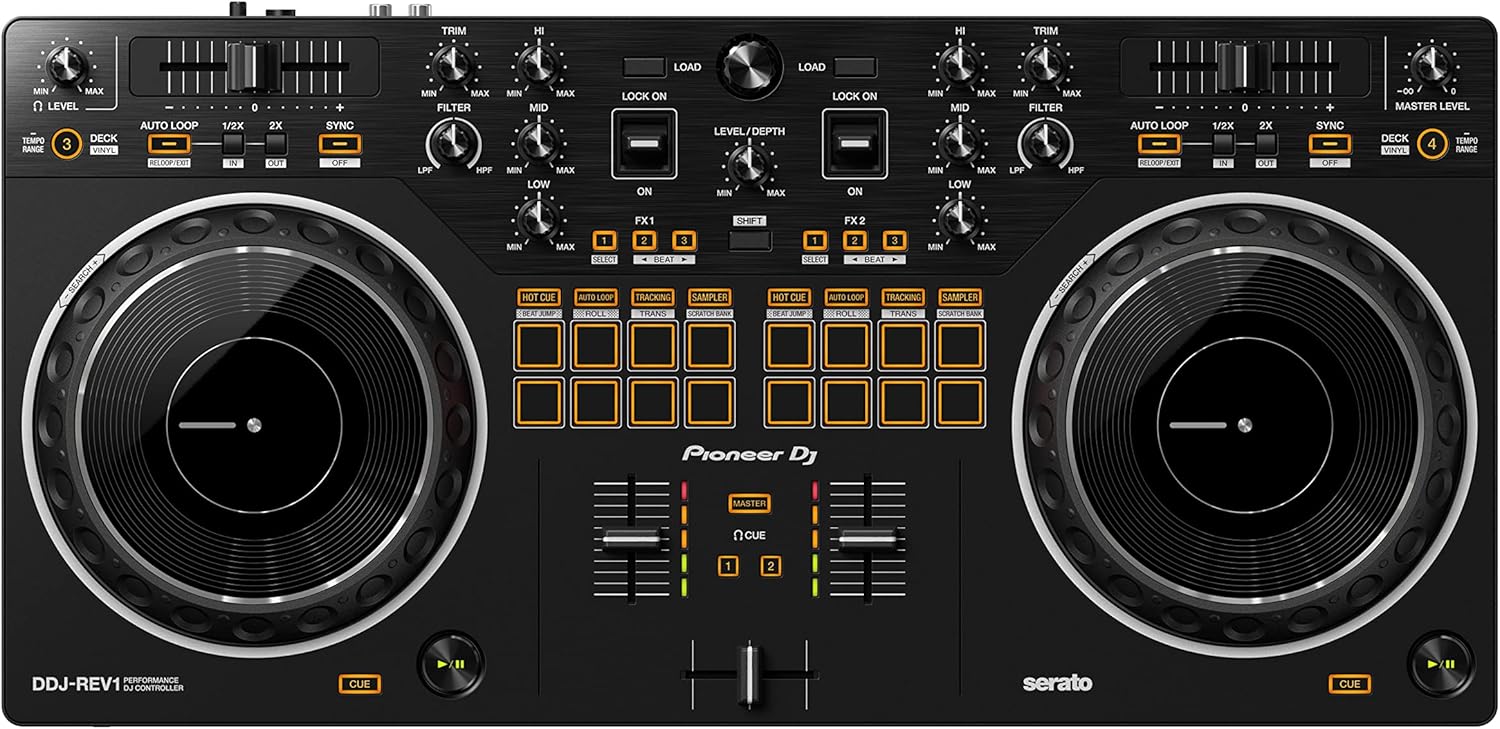 Pioneer DJ DDJ-REV1 Black 2-Deck Serato DJ Controller with Jog Wheels