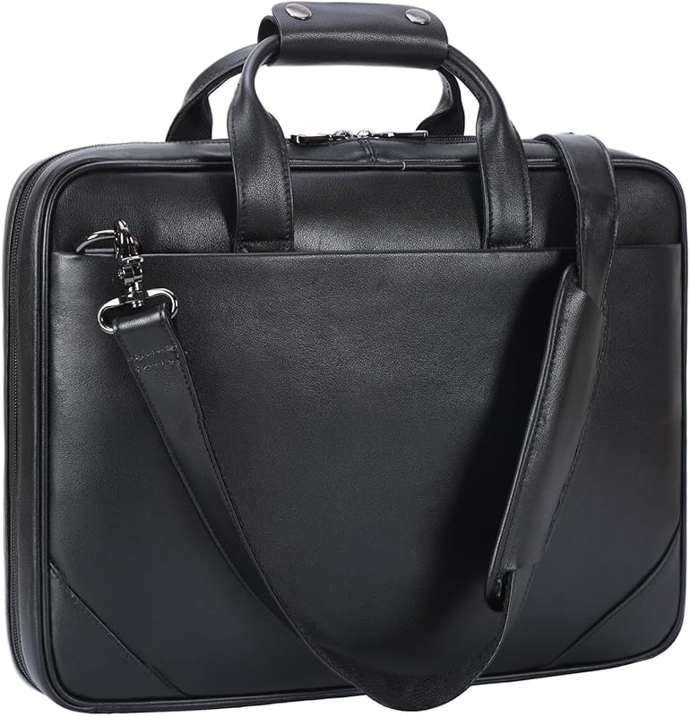 Slim Leather Briefcase for Men, 15.6