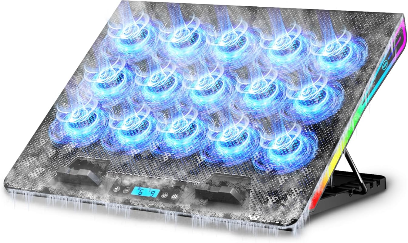AICHESON Gaming Laptop Cooling Pad with 15 Silent RGB Fans, Computer S