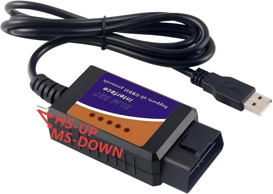 USB ELM327 OBD2 Scanner for Windows Laptops, Diagnostic Tool with HS/M
