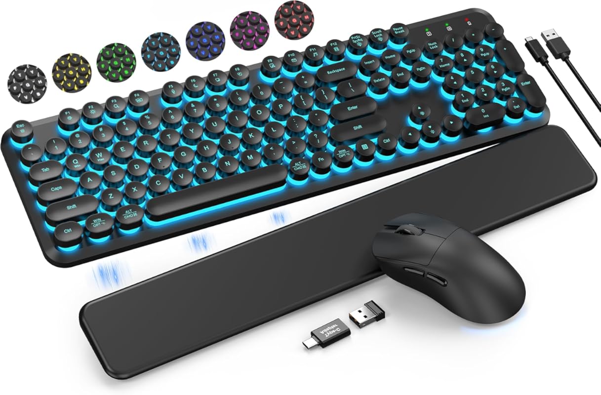 Trueque Wireless Typewriter Keyboard and Mouse Combo