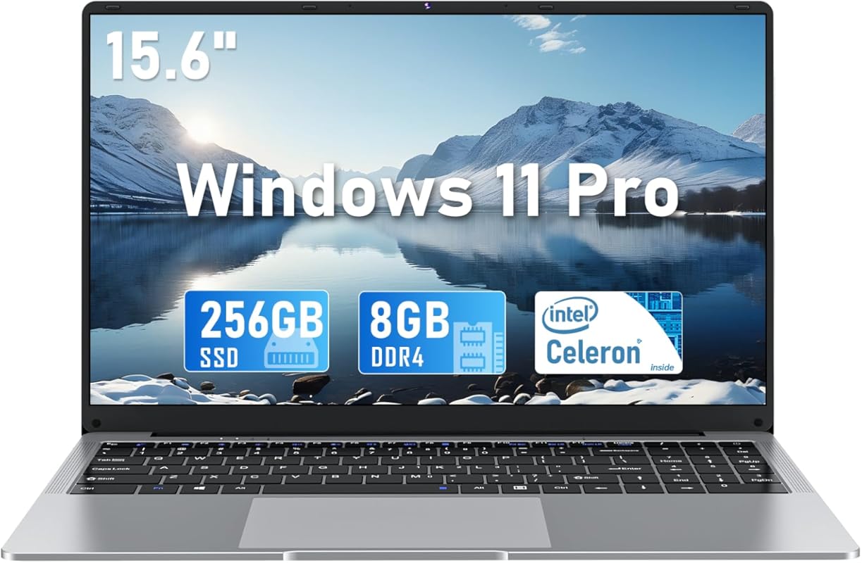 15.6-inch FHD Laptop Computer with Windows 11 Pro, 8GB RAM, 256GB SSD,