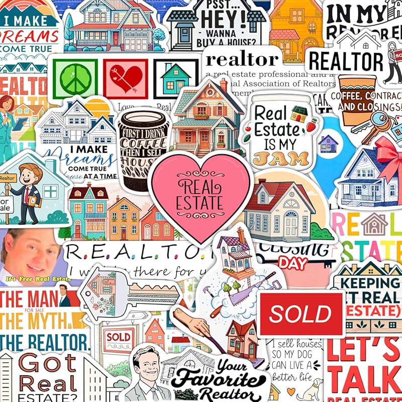 100Pcs Realtor Stickers for Laptops & Water Bottles: Waterproof Vinyl 