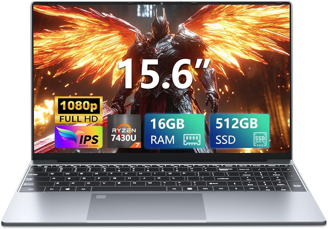 15.6 Inch Gaming Laptop, 16GB RAM, 512GB SSD, R5 7430U Processor, 1080