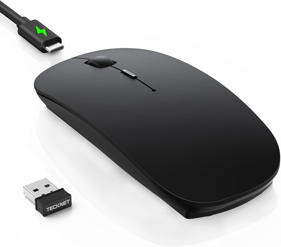TECKNET Bluetooth Wireless Mouse: Rechargeable Silent, 3 Device Simult