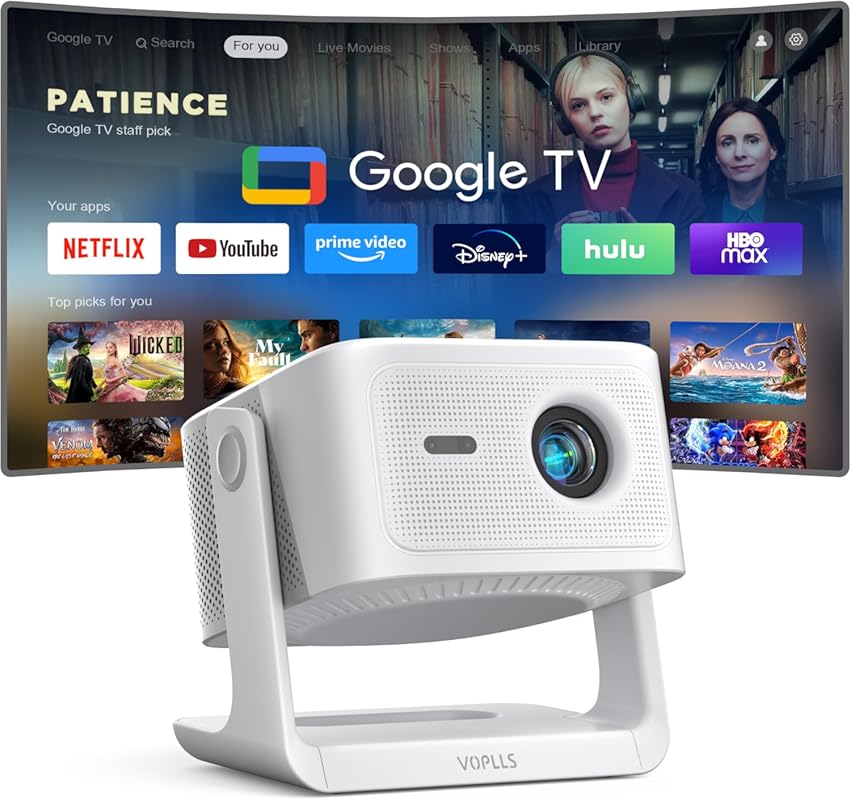 Official Licensed Google TV 4K Smart WiFi Bluetooth Projector, VOPLLS