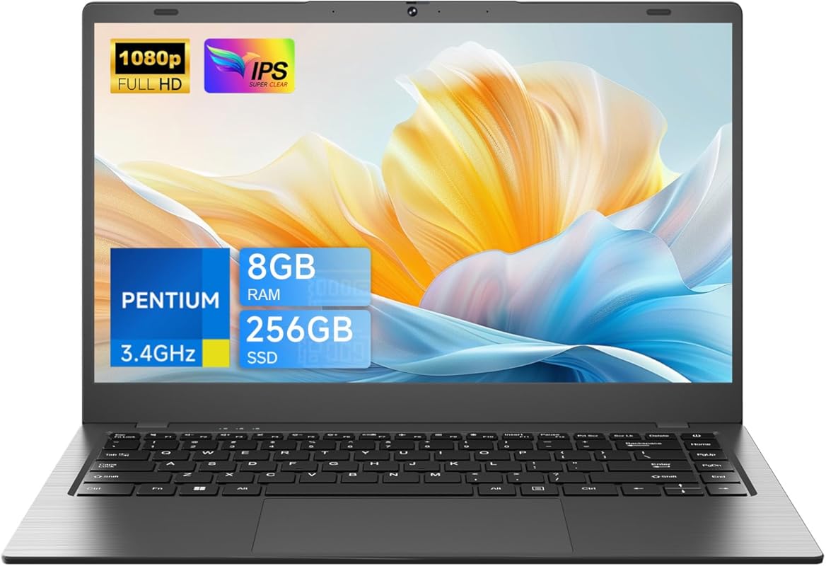 2026 Gold Pentium Laptop: 8GB RAM, 256GB SSD, FHD IPS, Win11, Office S