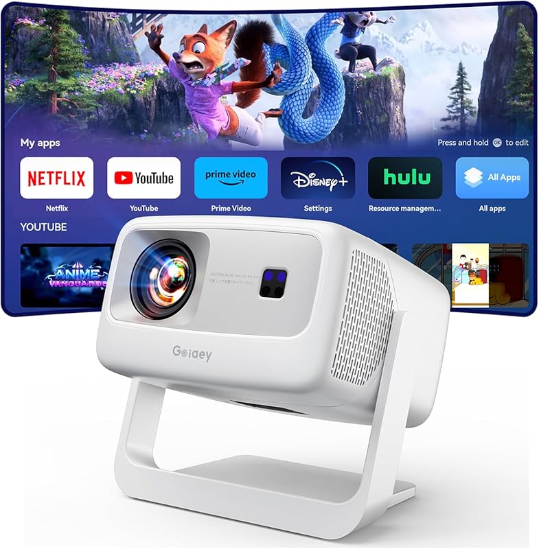 Goiaey Smart 4K Portable Projector with WiFi, Bluetooth, Licensed Apps