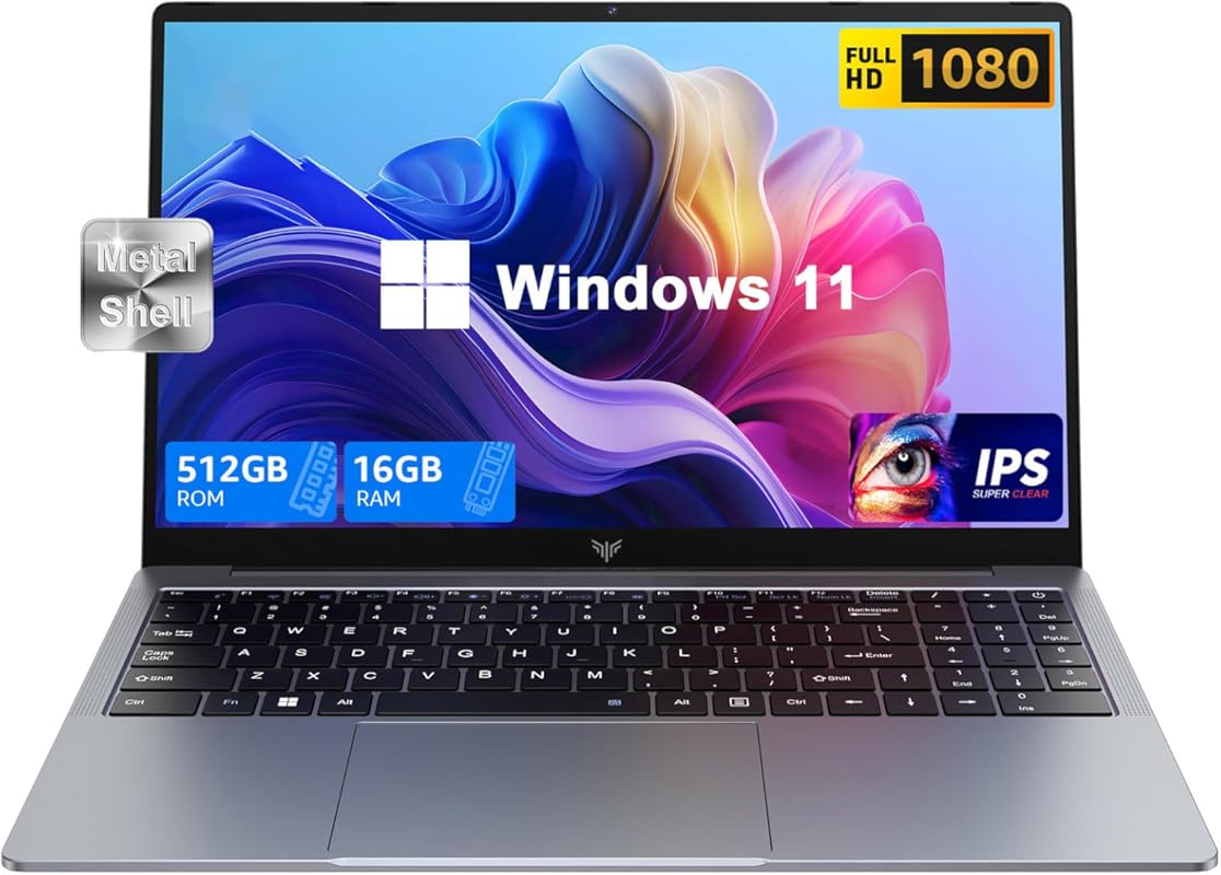 Windows 11 Laptop: Intel Quad-Core, 16GB DDR4, 512GB SSD, 15.6